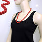 Kette 10mm Kunststoffperlen rot-schwarz-marmoriert 40 - 80cm