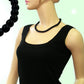 Kette 10mm Kunststoffperlen schwarz glänzend 42 - 80cm