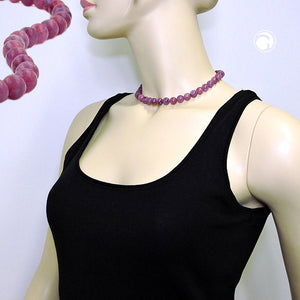 Kette 10mm Rundperle flieder-violett-marmoriert Kunststoff 40 - 80cm