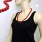 Kette 12mm Kunststoffperlen rot-schwarz-marmoriert