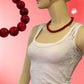 Kette 12mm Kunststoffperlen rot-schwarz-marmoriert