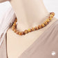 Kette 12mm Rundperle braun-gelb-marmoriert Kunststoff 42 - 60cm