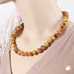 Kette 12mm Rundperle braun-gelb-marmoriert Kunststoff 42 - 60cm