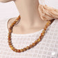 Kette 12mm Rundperle braun-gelb-marmoriert Kunststoff 42 - 60cm