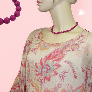 Kette 8mm Kunststoffperlen beere-violett-glänzend 40 - 70cm