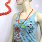 Kette 8mm Kunststoffperlen orange-rot-glänzend 40 - 80cm