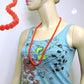 Kette 8mm Kunststoffperlen orange-rot-glänzend 40 - 80cm