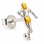 Ohrstecker Fußballspieler bicolor 925 Silber gold 10x7mm