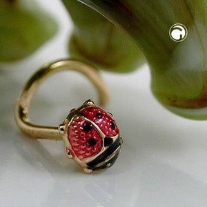 Nasenstecker 3x3mm Spirale Marienkäfer 18Kt Gelbgold