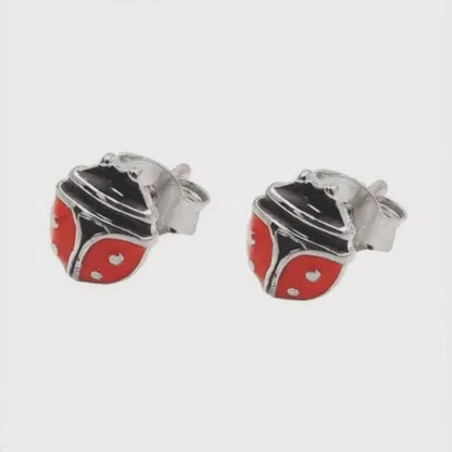 Ohrstecker Marienkäfer 7x6mm emailliert rot-schwarz Silber 925 Kinderschmuck