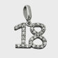 Anhänger Zahl 18 Zirkonia Micropavé rhodiniert 10x11mm, 925 Silber