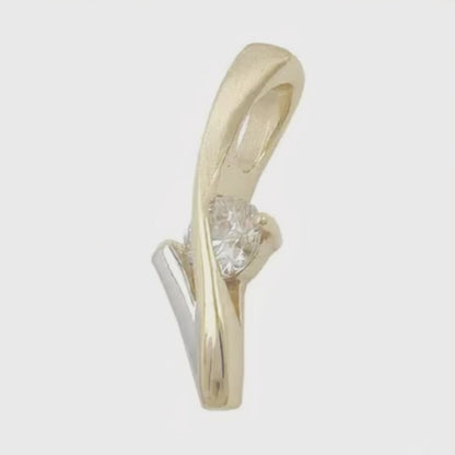 Anhänger 19x6mm bicolor rhodiniert mit Zirkonia 9Kt GOLD + Kette