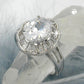 Ring 16x14mm großer ovaler weißer Zirkonia umringt von vielen kleinen rhodiniert Ringgröße 54 - 56 - 60