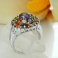 Ring 18mm lila Glasstein mit vielen bunten Glassteinen rhodiniert Ringgröße 54 - 60