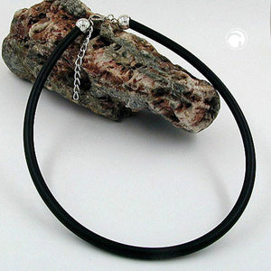 Rundschnur 6mm Vollgummikette Verschluss silberfarbig 40 - 60cm
