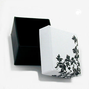 Schmuckschachtel 40x45x30mm hoch für Ring/Ohrring schwarz-weiß Kartonage