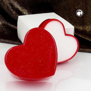 Schmuckschachtel 54x47x32mm Herz für Ring-Trauring-Ohrring rot-glitter Kunststoff